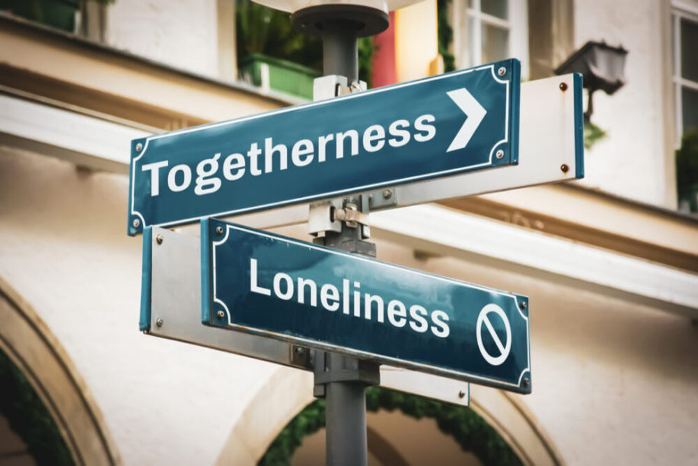 Street,Sign,The,Direction,Way,To,Togetherness,Versus,Loneliness