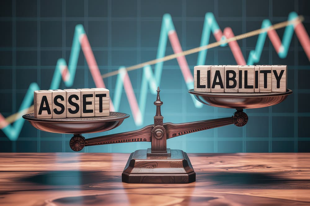 Balance scales tipping toward ‘asset’ over ‘liability’, symbolising the debate around mental health first aiders and wellbeing champions