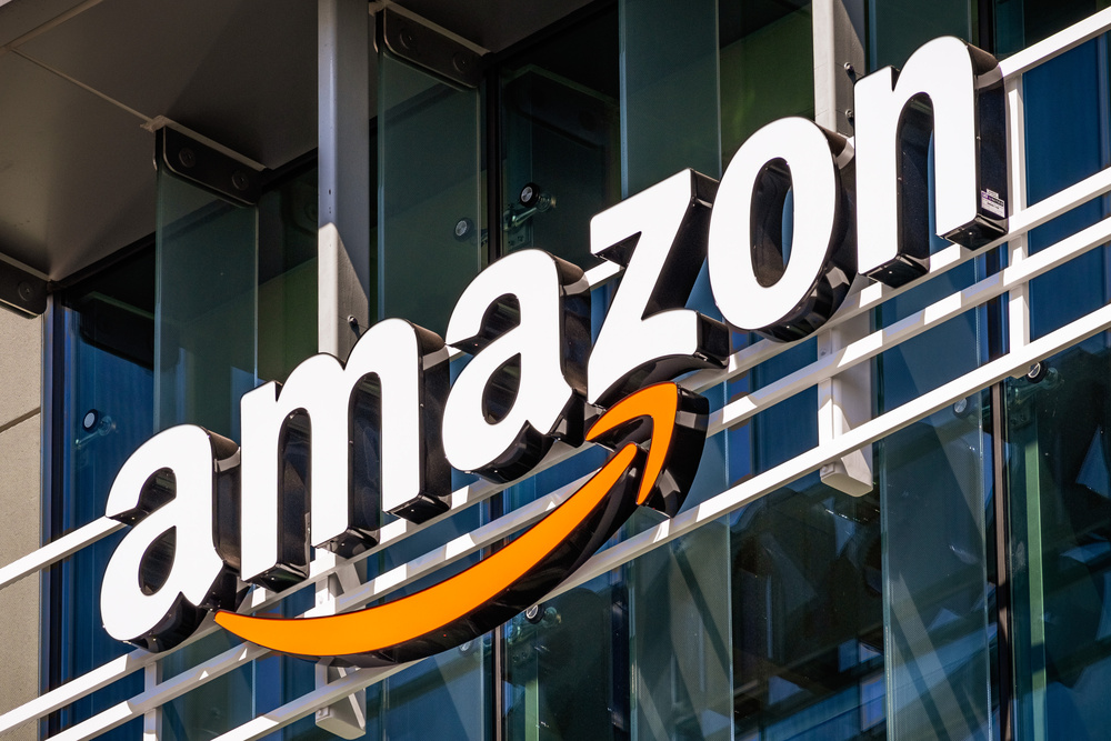 July 26, 2019 Palo Alto / CA / USA - Amazon logo on the facade o