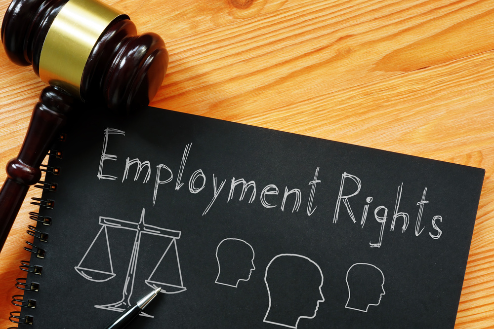 Employment rights are shown on the business photo using the text