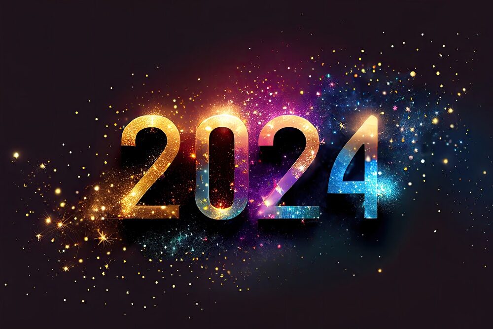 Happy New Year Celebration 2024 Sparkles Banner Generative AI