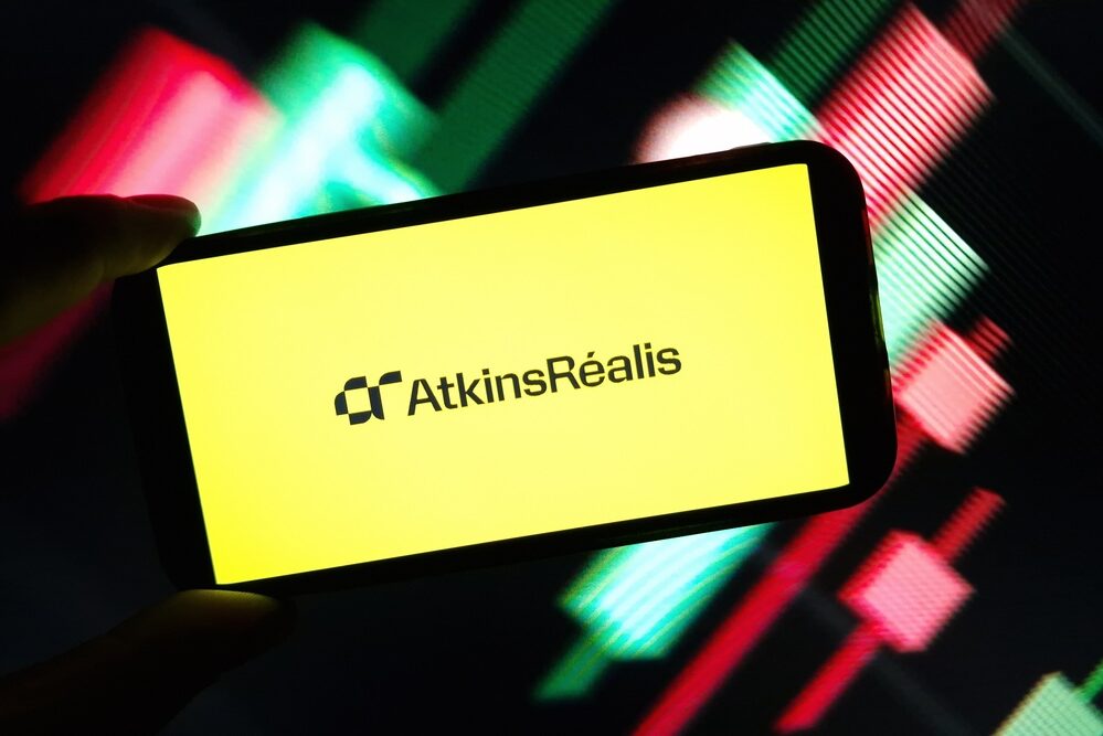 Konskie, Poland - December 25, 2024: AtkinsRealis Group Inc company logo displayed on mobile phone