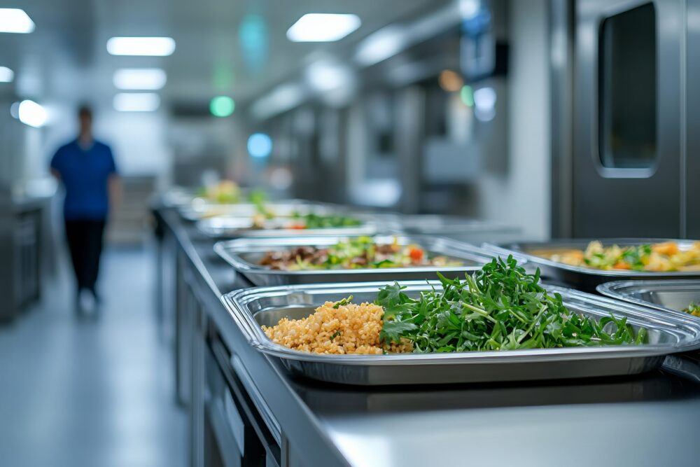 Clean empty hospital cafeteria