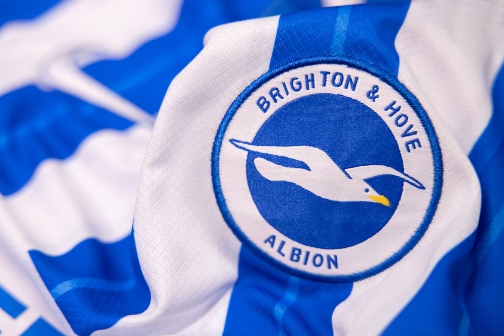 BANGKOK,THAILAND-SEPTEMBER 2: Logo of Brighton and Hove Albion on Football Jersey on September 2,2024
