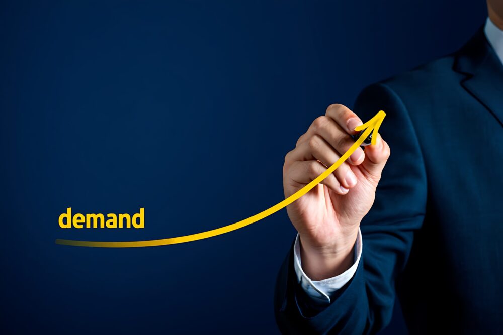 Business Growth: Increasing Demand Shown by a Rising Graph