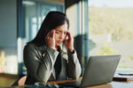 Frustrated business woman on the verge of burnout