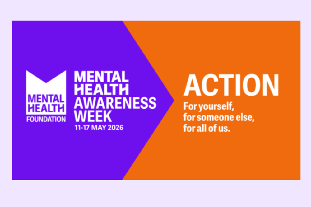 Mental Health Foundation graphic announcing Mental Health Awareness Week 2026 with the theme “Action”