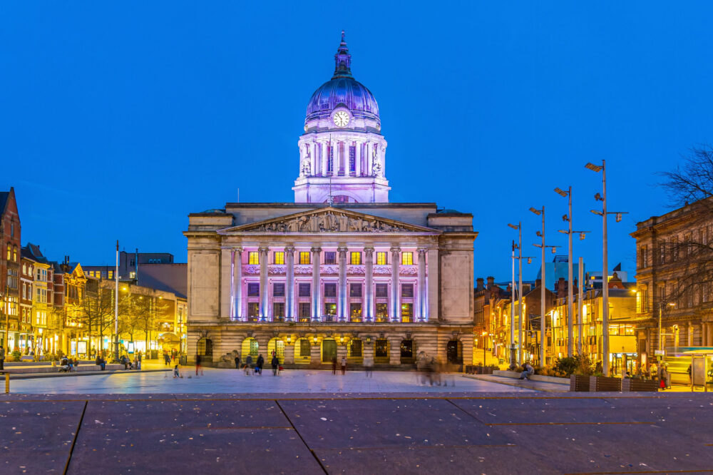 Nottingham city centre representing Nottingham City Council’s employee benefits and green transport initiative