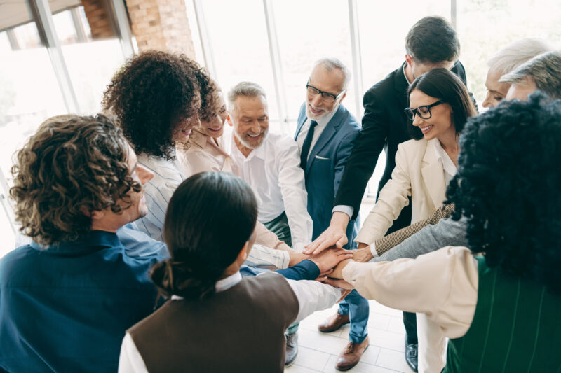 Diverse workforce segments connected around a central strategy, representing engaging hard to reach employees in wellbeing initiatives
