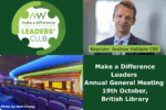 Image showing a headshot of Andy Haldane CBE who will deliver the opening keynote of the Make a Difference Leaders Annual General Meeting, and an image of the British Library Knowledge Centre where the event is taking place