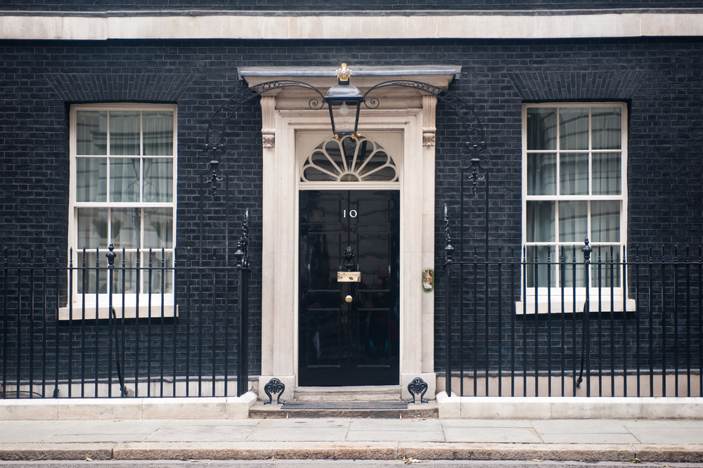 A picture of 10 Downing Street where the new Prime Minister Andy Burnham made his inaugural speech