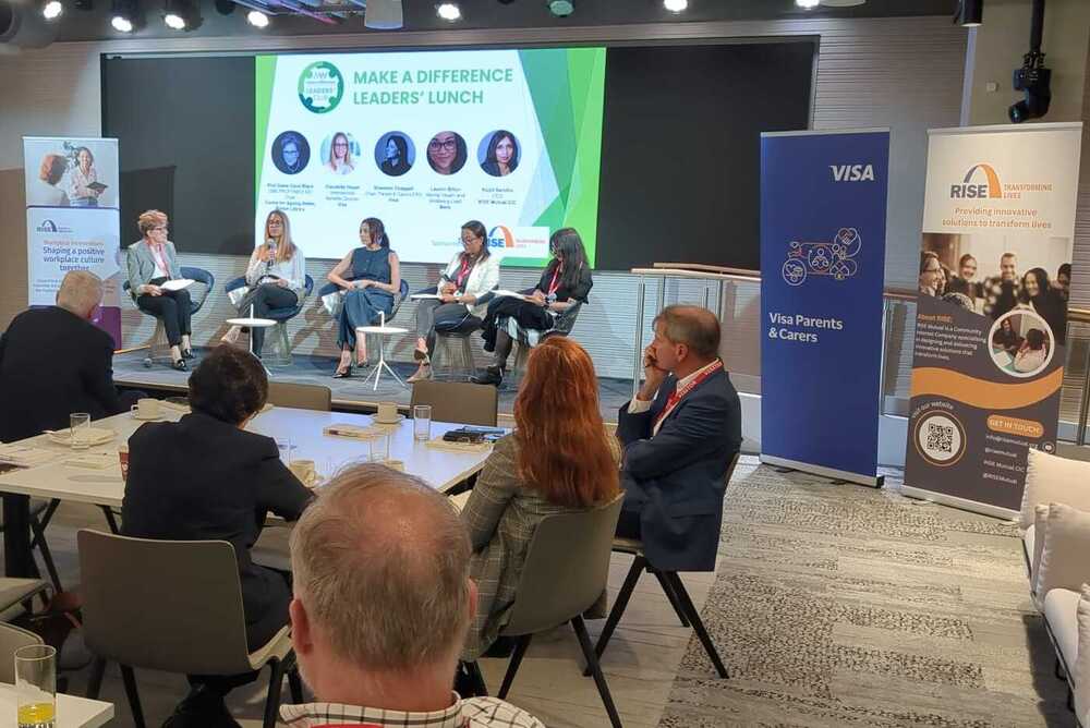 Panel discussion at the Make a Difference Leaders' Lunch hosted by Visa, exploring how employers can better support parents and carers through organisational change and uncertainty.