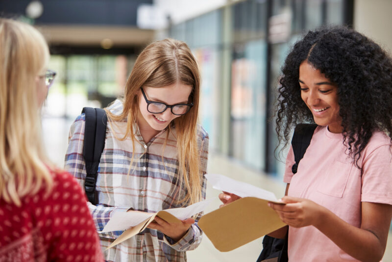 Students collecting their exam results