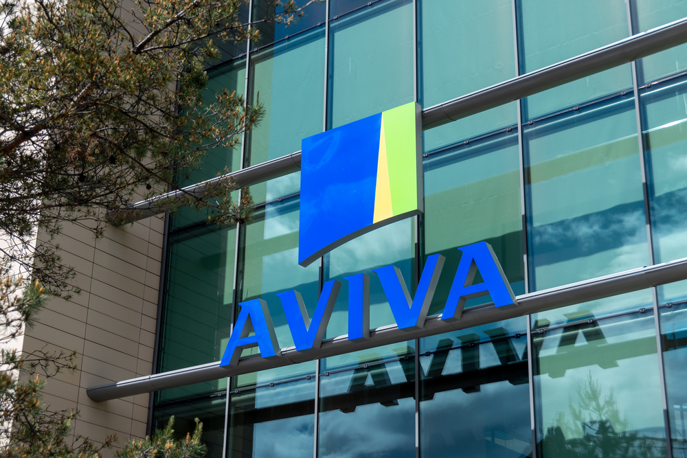 Image of Aviva's offices with the Aviva logo prominently displayed