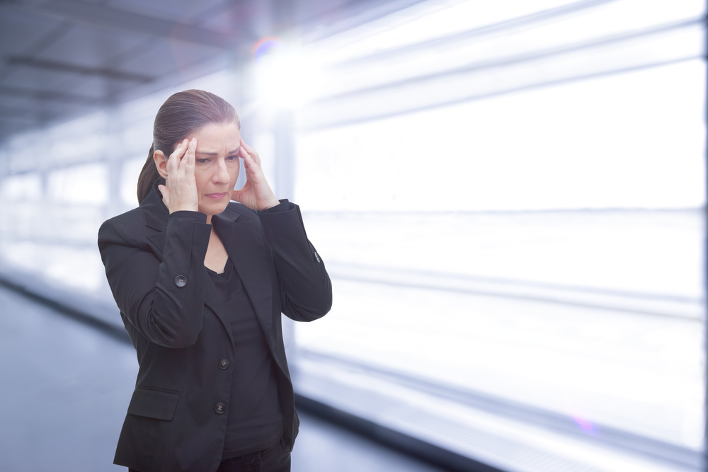 woman acute headache migraine attack