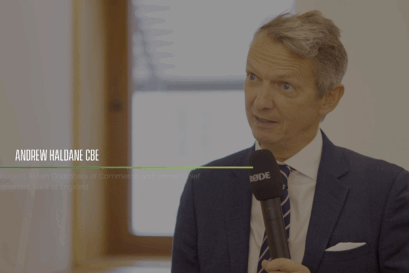 Andrew Haldane CBE being interviewed at the Make a Difference Leaders AGM and Leadership Forum